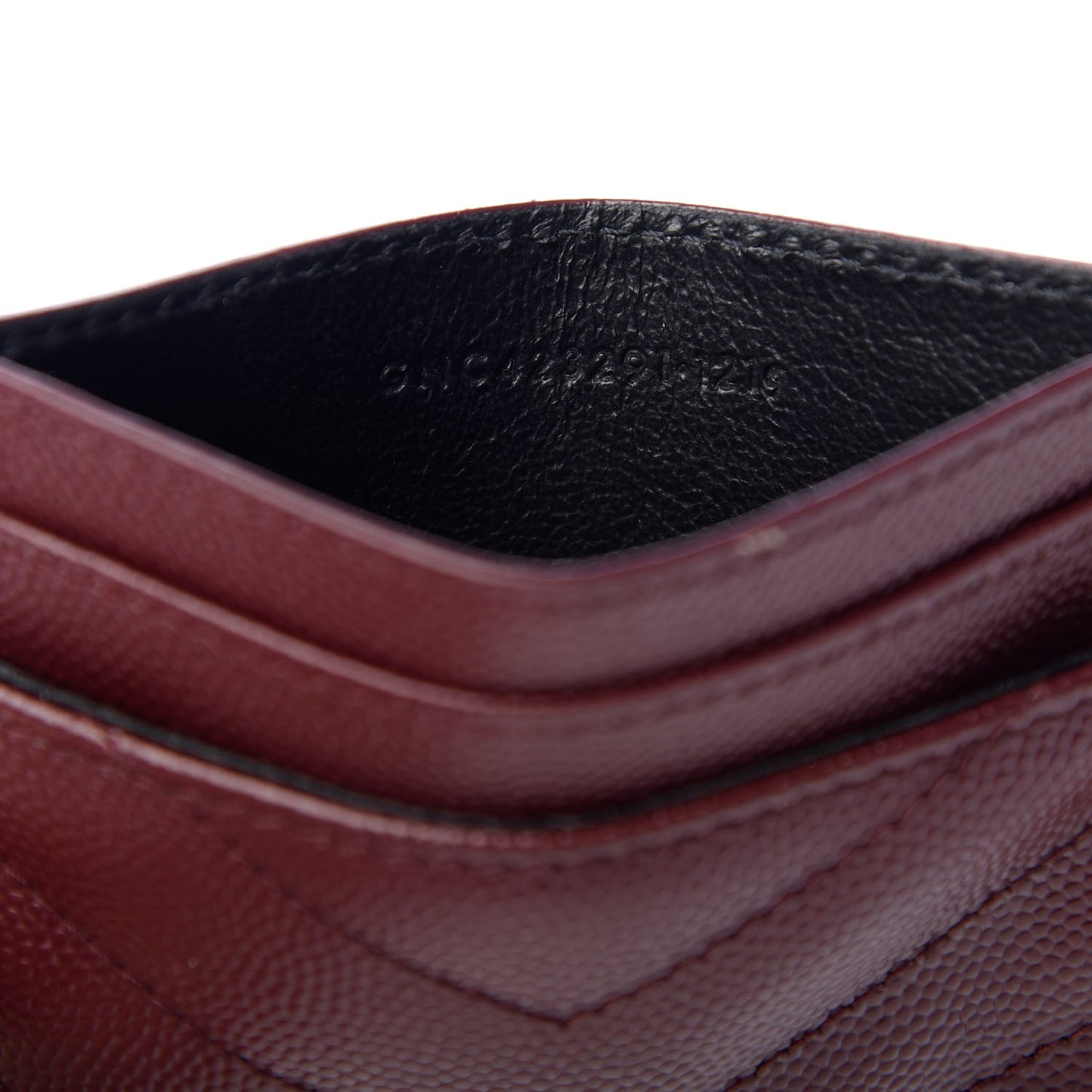 Grain De Poudre Matelasse Chevron Monogram Credit Card Case Bordeaux
