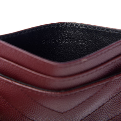 Saint Laurent Grain De Poudre Matelasse Chevron Monogram Credit Card Case Bordeaux 7 of 11