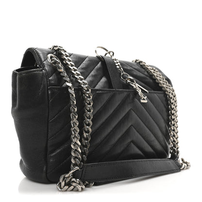 Saint Laurent Sheepskin Matelasse Medium Monogram College Punk Chain Satchel Black 3 of 10