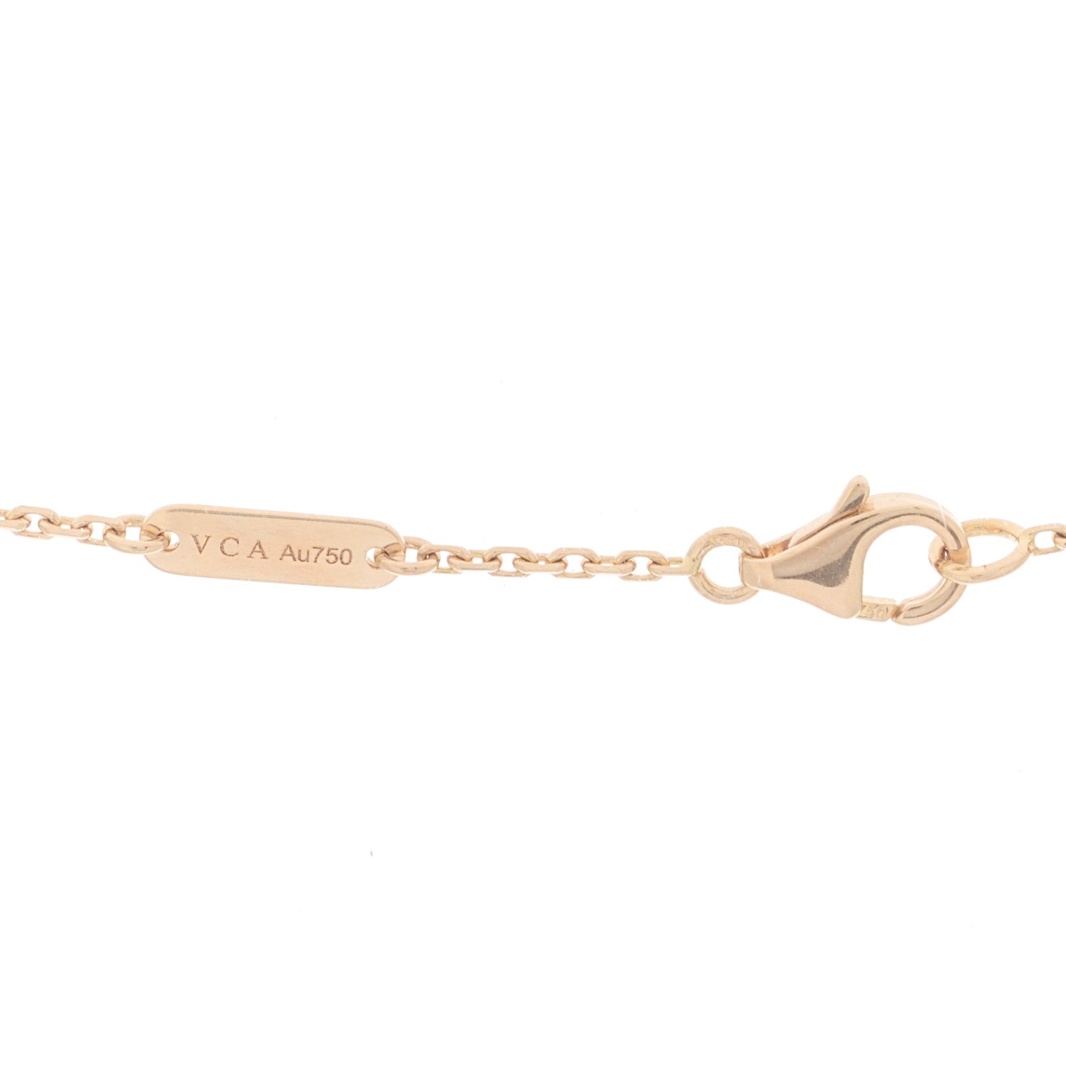 Van Cleef & Arpels 18K Rose Gold Diamond Pink Porcelain Vintage Alhambra Pendant Necklace 4 of 6