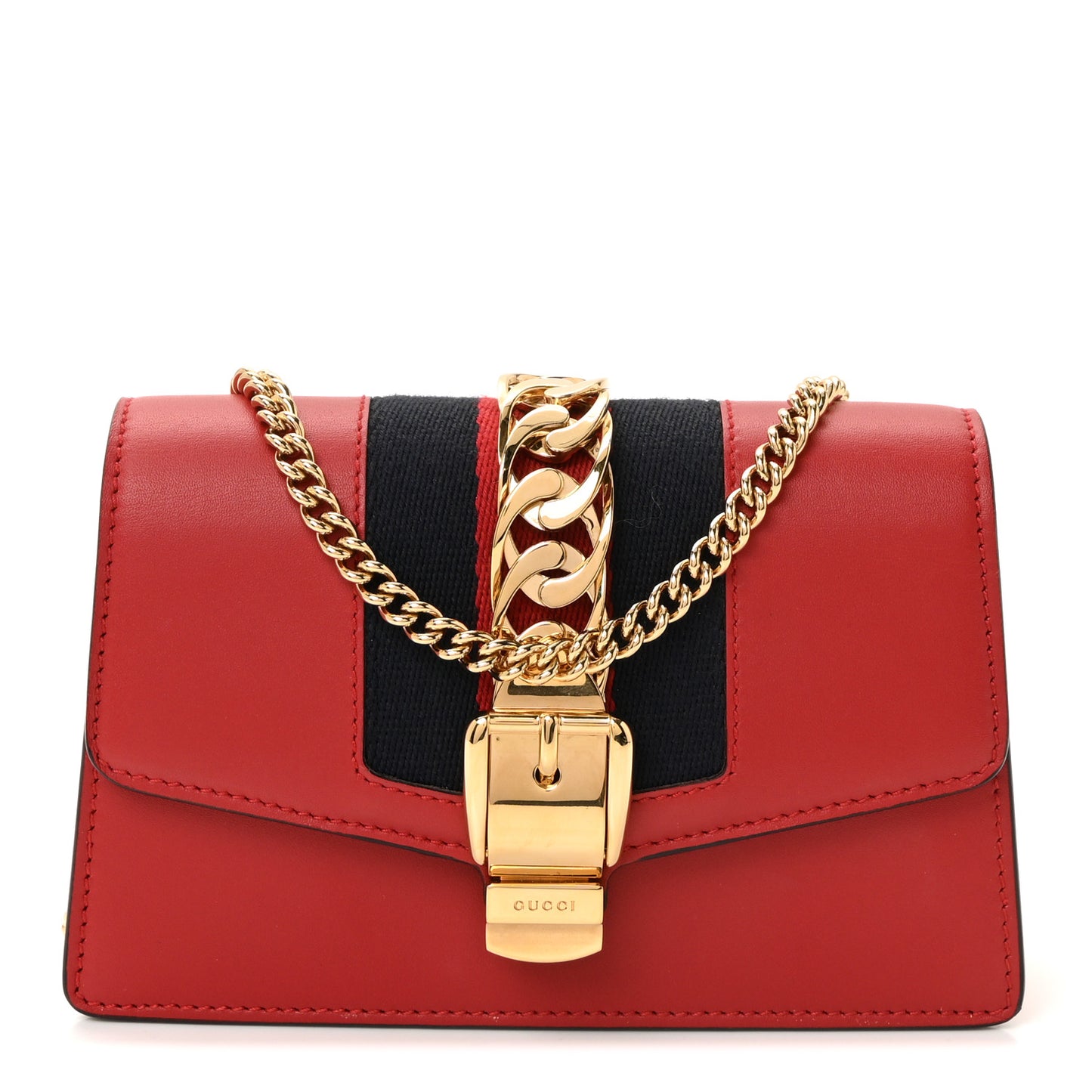 Calfskin Super Mini Sylvie Chain Shoulder Bag Hibiscus Red