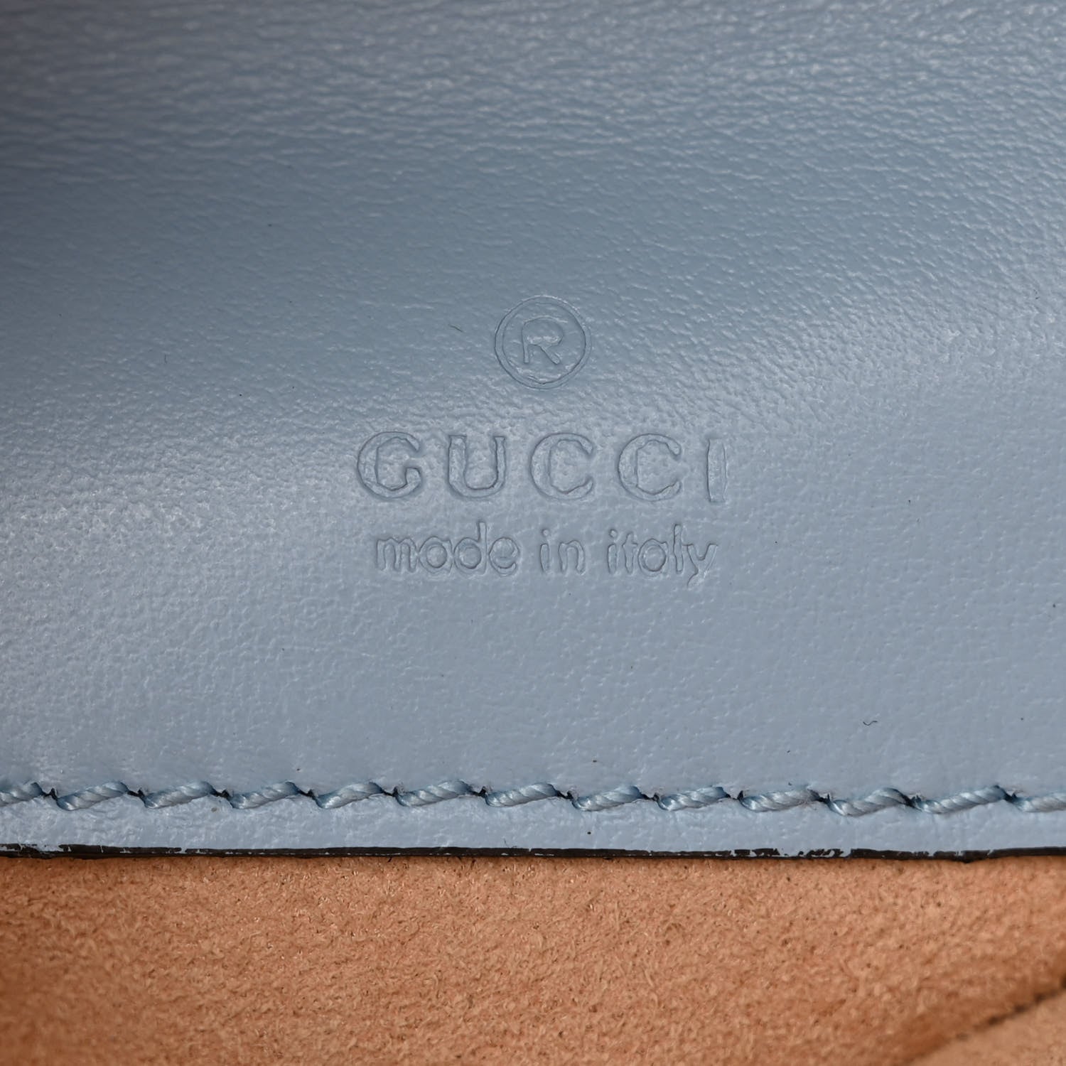 Gucci Calfskin Matelasse Mini GG Marmont Crossbody Bag Porcelain Light Blue 6 of 10