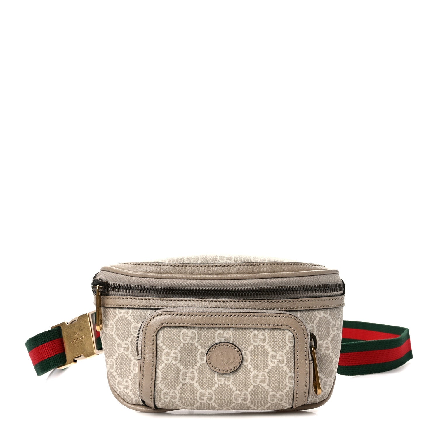 Gucci GG Supreme Monogram Textured Calfskin Web Retro Interlocking G Belt Bag Beige Mystic White Oatmeal 1 of 9