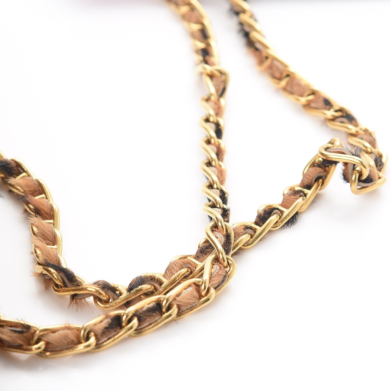 Prada Calf Hair Leopard Print Chain Clutch Miele 10 of 13