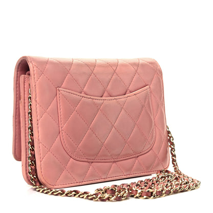 Chanel Lambskin Quilted Wallet On Chain WOC Pink 3 of 9
