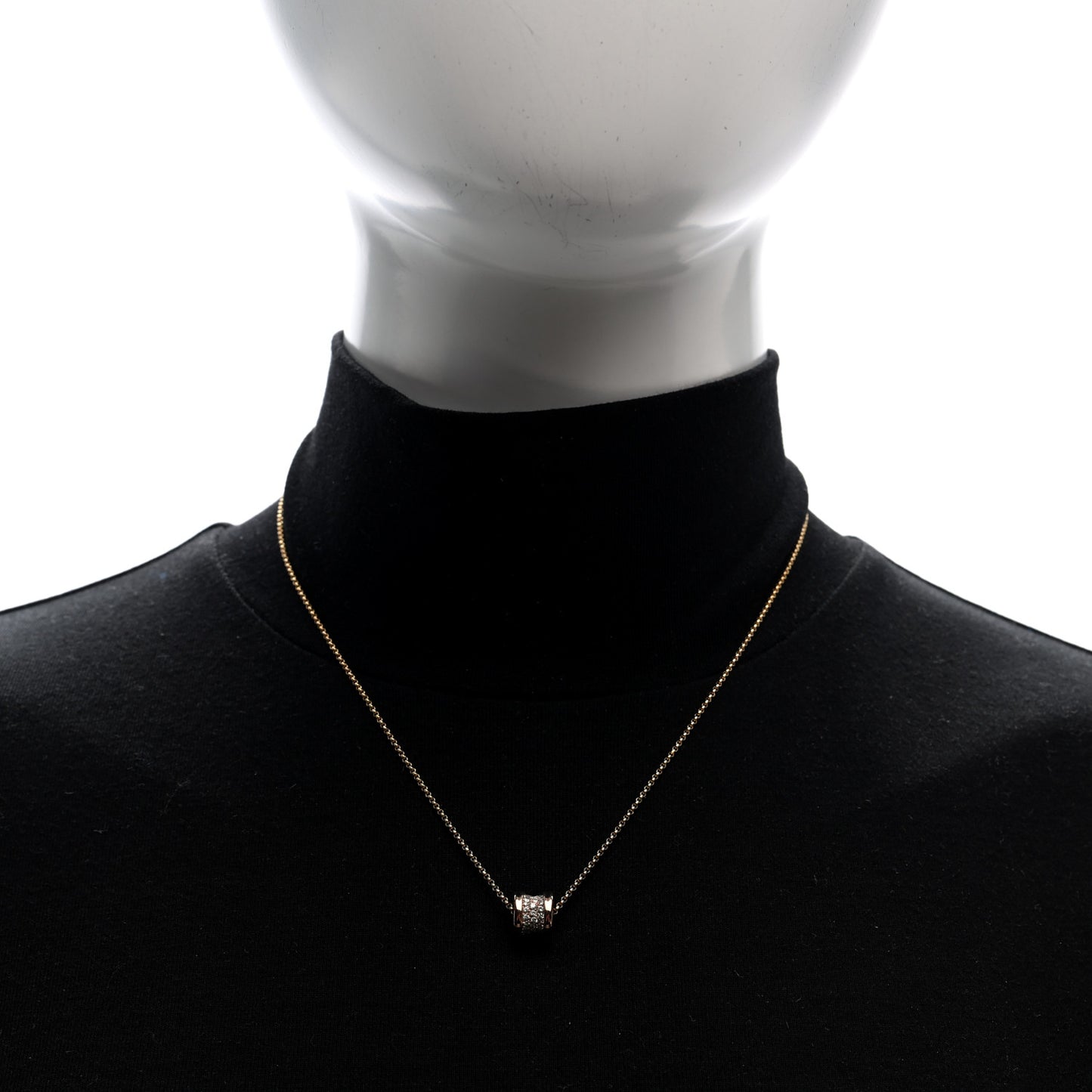 18K Rose Gold Diamond Small B.Zero1 Pave Pendant Necklace
