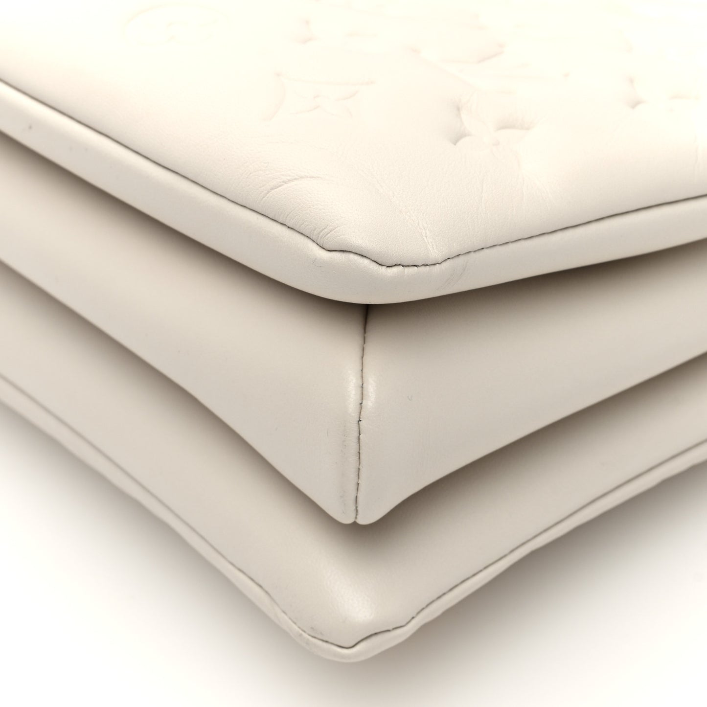Lambskin Embossed Monogram Coussin PM Beige Cream