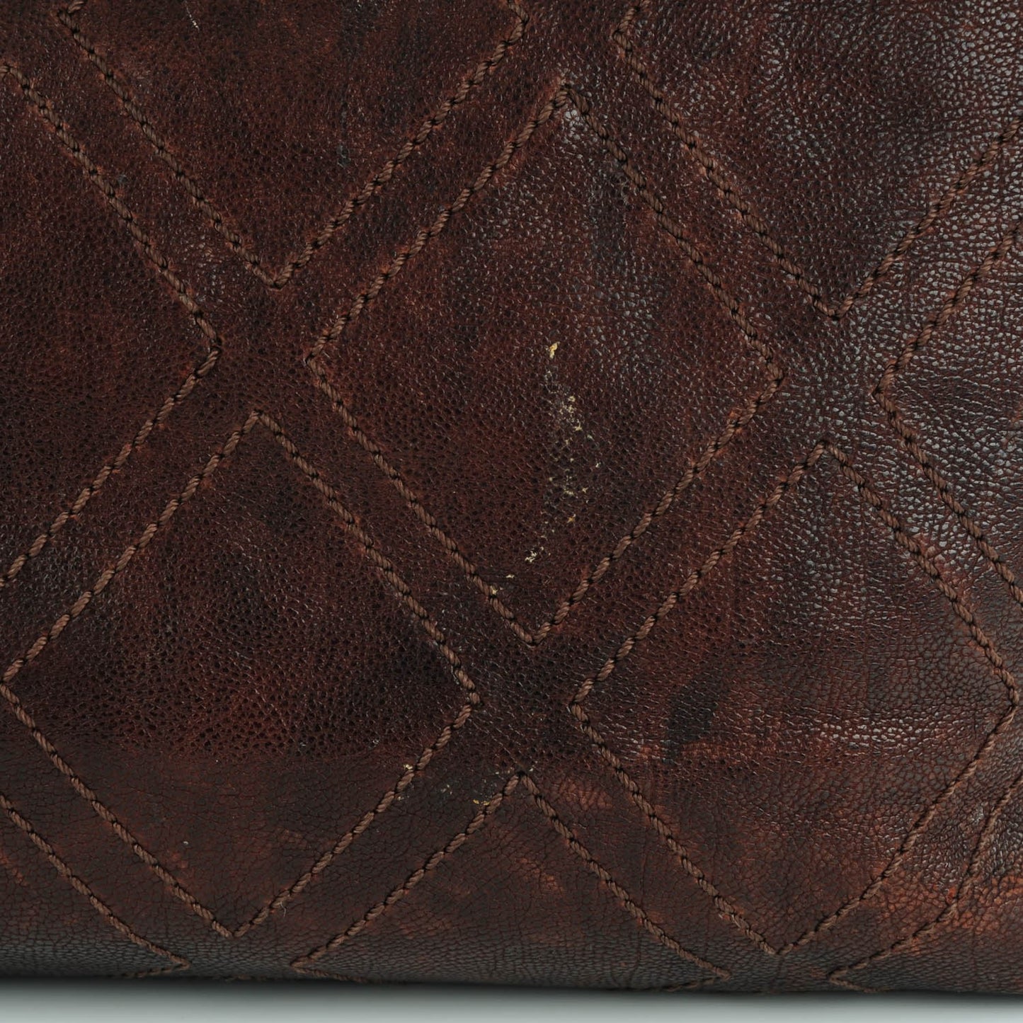 Calfskin Large Diamond Stitch Tote Brown
