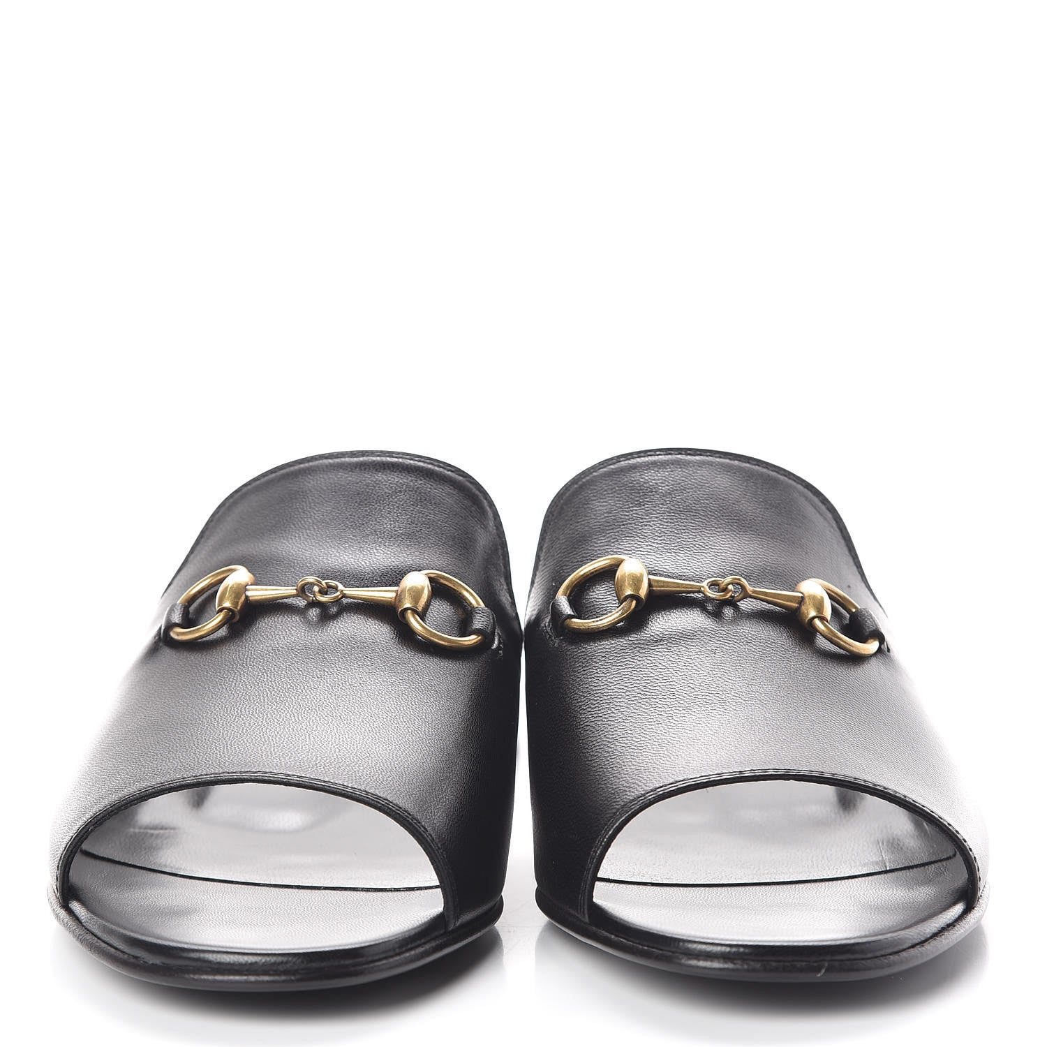 Gucci Malaga Kid Horsebit Slide Sandals 35.5 Black 2 of 8