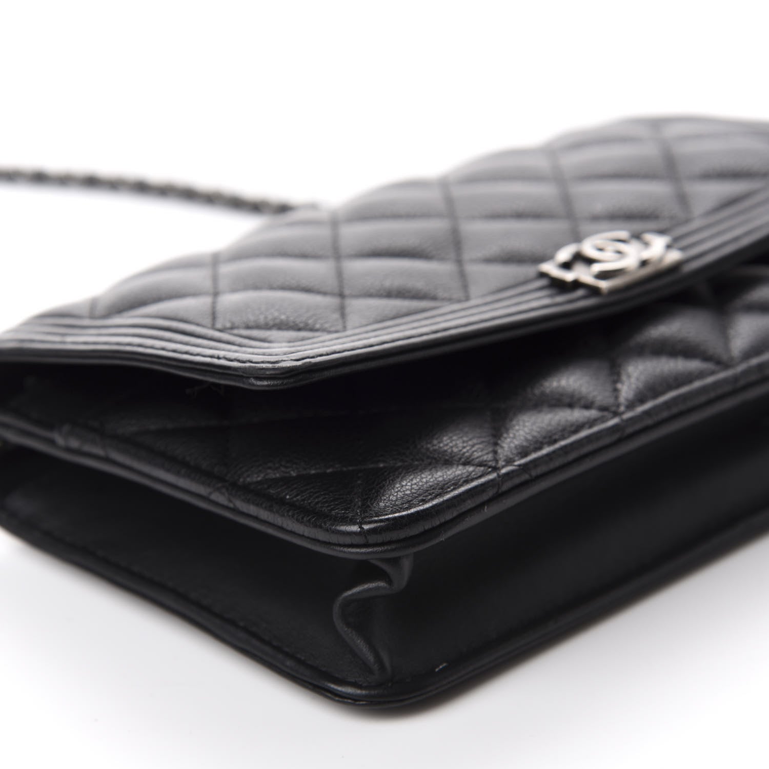 Chanel Calfskin Quilted Boy Wallet On Chain WOC Black 6 of 13