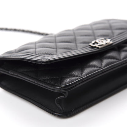 Chanel Calfskin Quilted Boy Wallet On Chain WOC Black 6 of 13