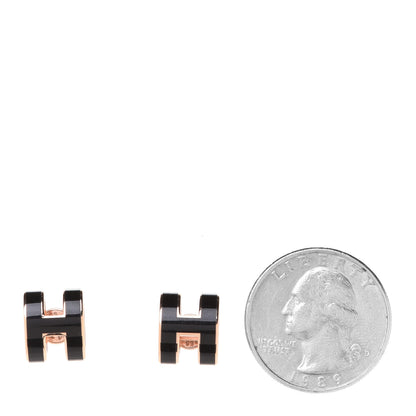 Hermes Rose Gold Lacquered Pop H Earrings Black 3 of 11