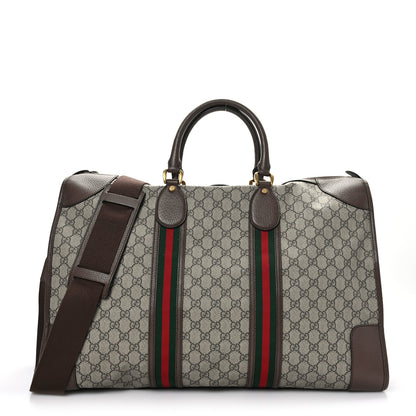 Gucci Soft GG Supreme Monogram Textured Dollar Calfskin Web Large Ophidia Carry-On Duffle Bag Beige Ebony New Acero 1 of 12