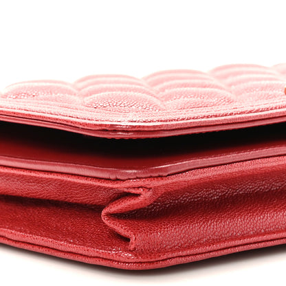 Chanel Caviar Quilted Boy Wallet On Chain WOC Red 8 of 9