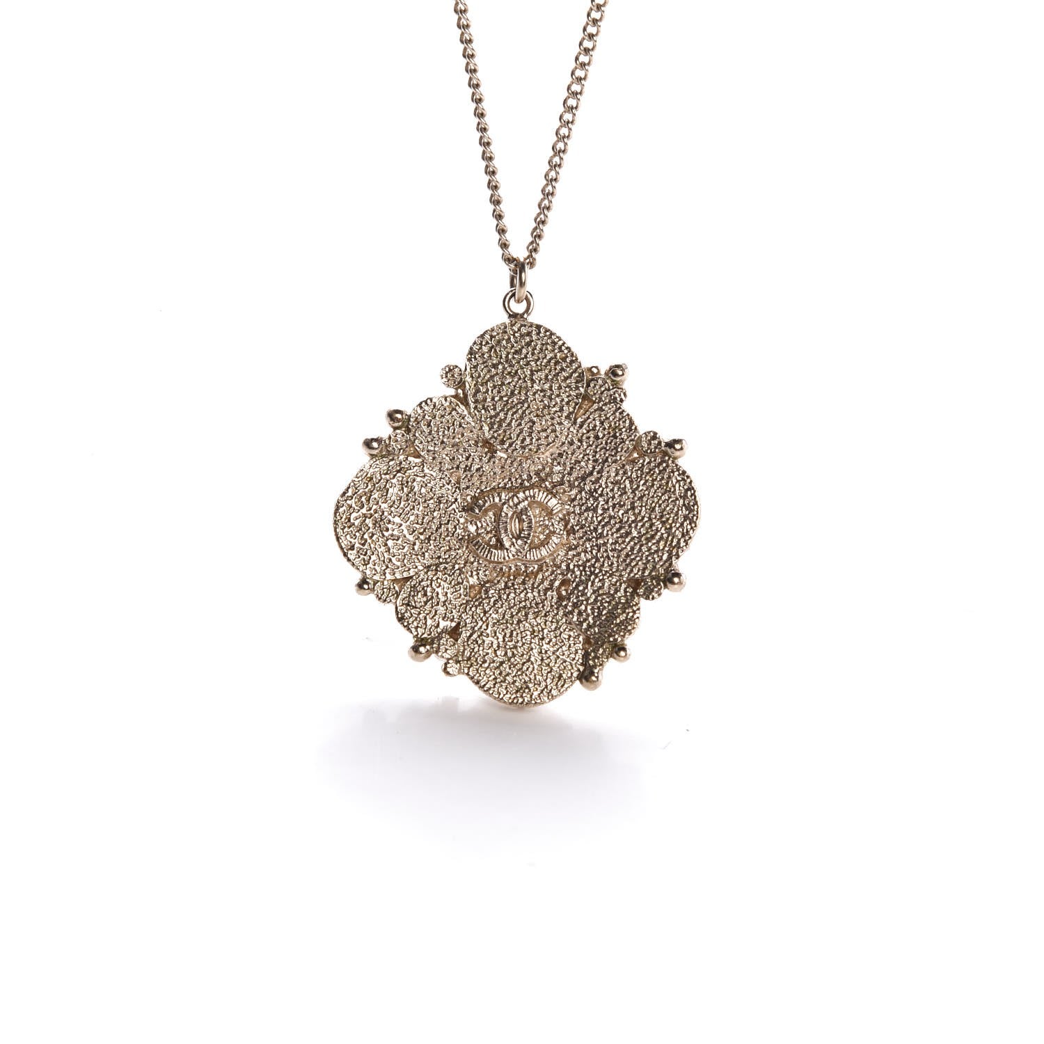 Chanel Crystal Pearl CC Pendant Necklace Light Gold 4 of 5
