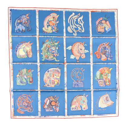 Hermes Silk Chevaloscope Scarf 90 Bleu Orange Multicolor 1 of 4