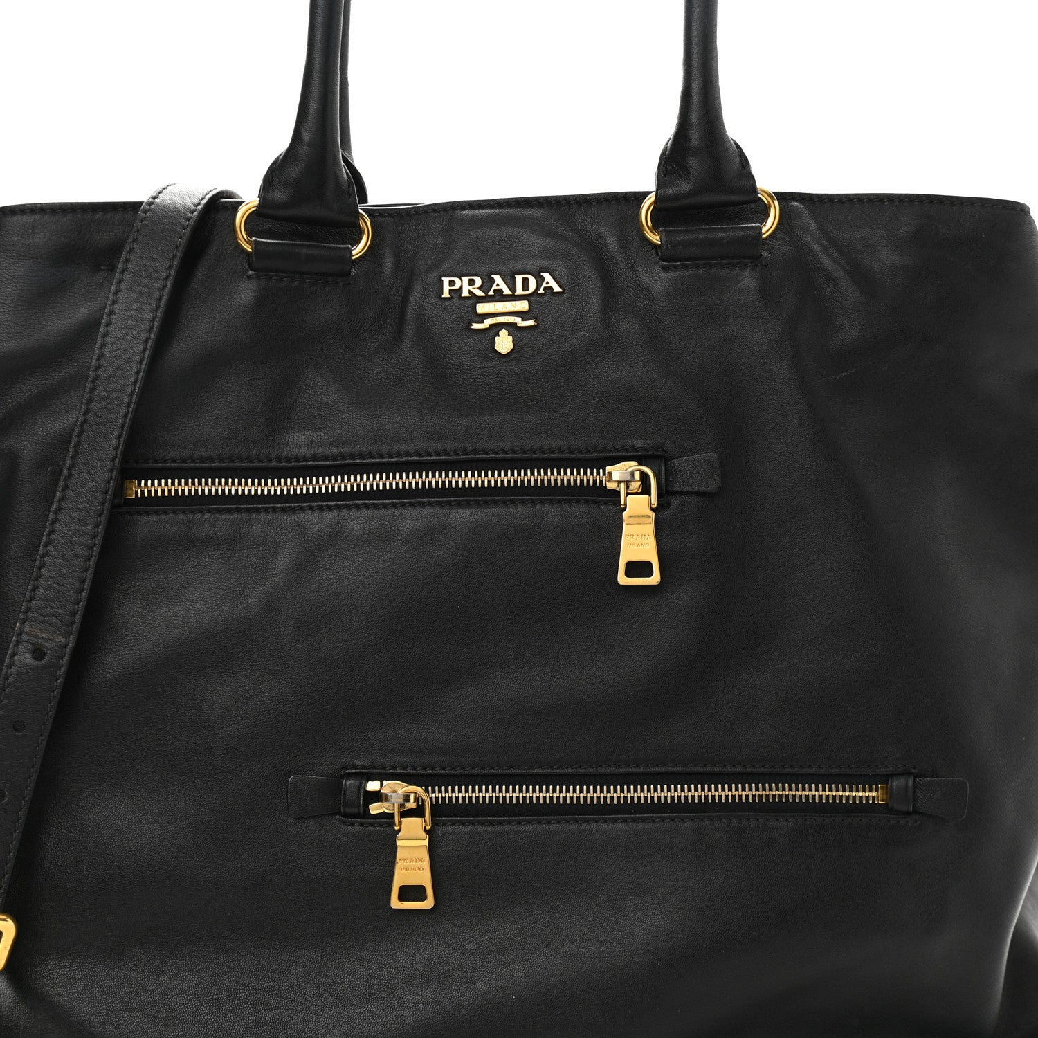 Prada Soft Calf Tote Black 9 of 11