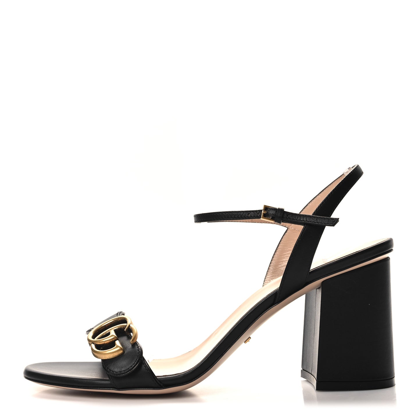 Lifford Calfskin GG Marmont Ankle Wrap 75mm Sandals 41 Black
