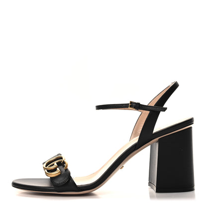 Gucci Lifford Calfskin GG Marmont Ankle Wrap 75mm Sandals 41 Black 1 of 8