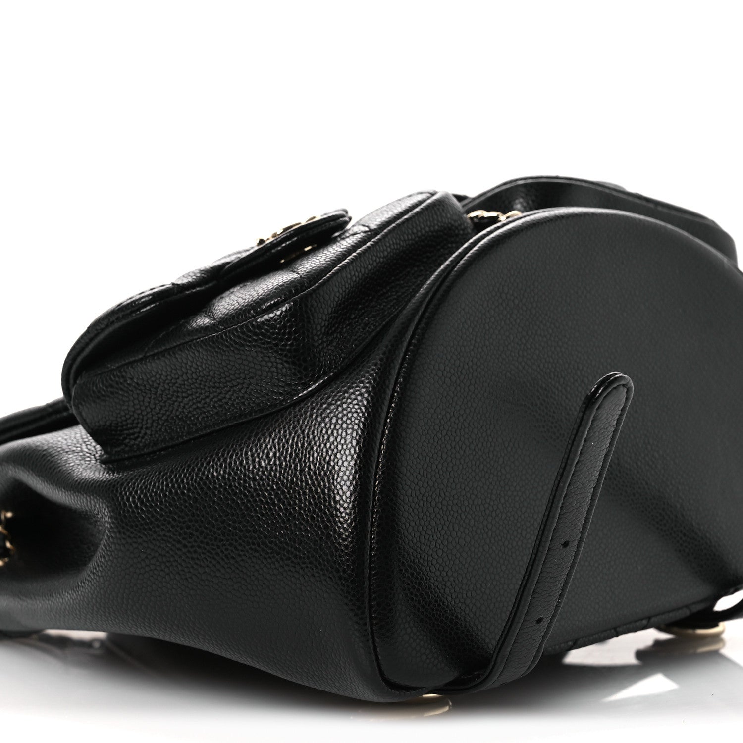 Chanel Shiny Caviar Quilted Medium Duma Pockets Drawstring Backpack Black 9 of 13