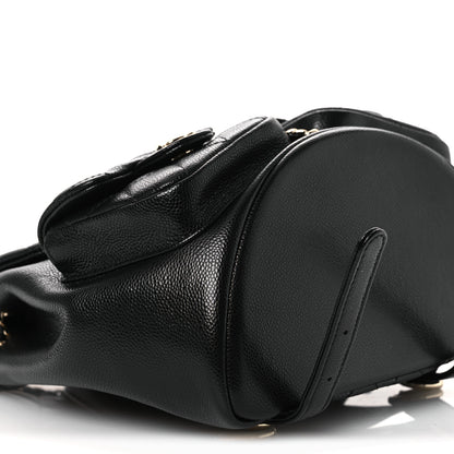 Chanel Shiny Caviar Quilted Medium Duma Pockets Drawstring Backpack Black 9 of 13