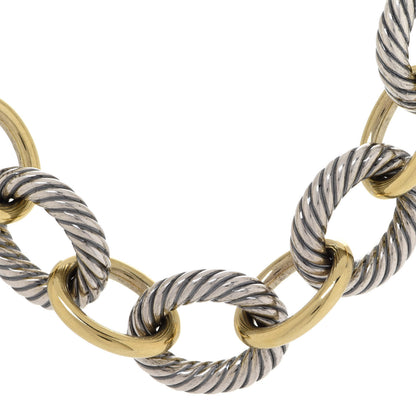 David Yurman Sterling Silver 18K Yellow Gold 18mm Oval Link Necklace 4 of 6