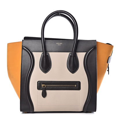 Celine Drummed Calfskin Nubuck Mini Tri-Color Luggage Chalk 1 of 11
