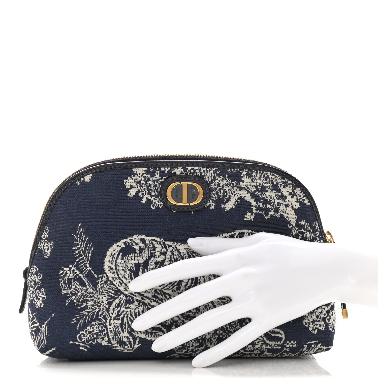 Christian Dior Embroidered Toile De Jouy 30 Montaigne Cosmetic Pouch Blue 2 of 7