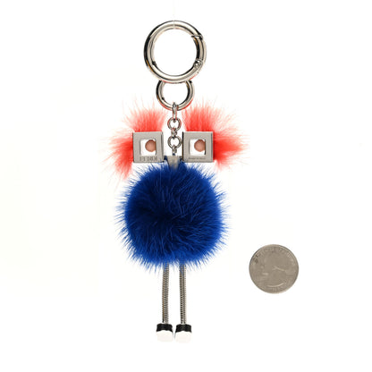 Fendi Calfskin Mink Fox Fur Witches Charm Blue Multicolor 2 of 4