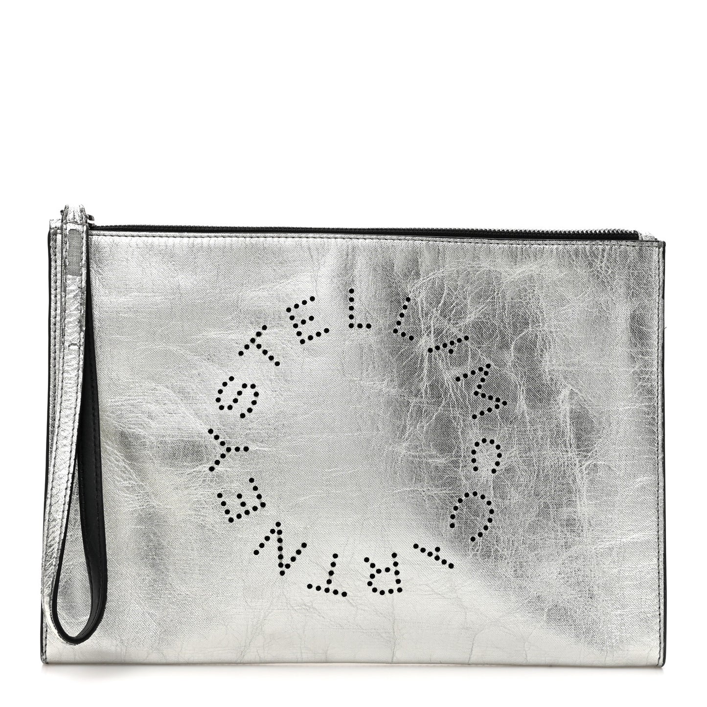 Metallic Alter Nappa Perforated Pouch Silver
