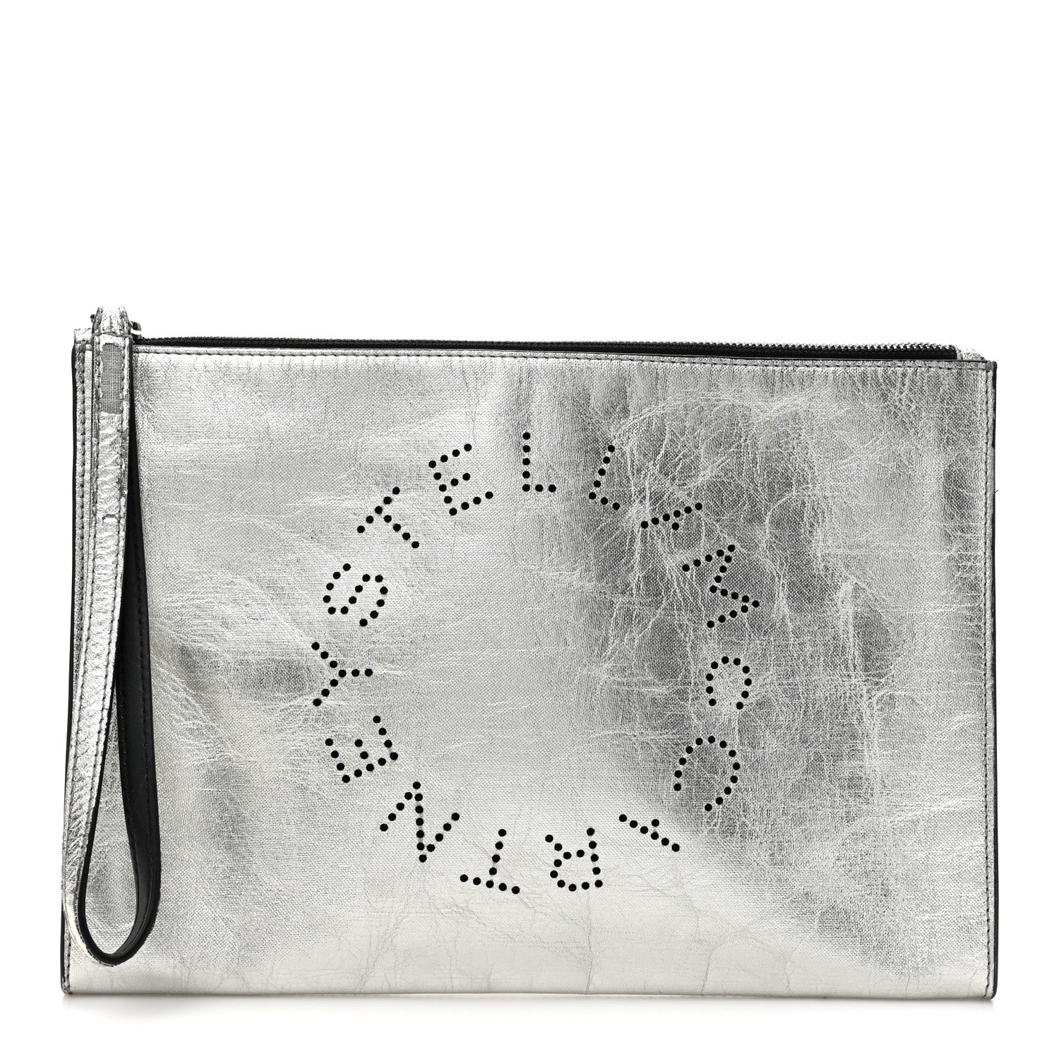 Stella McCartney Metallic Alter Nappa Perforated Pouch Silver 1 of 16