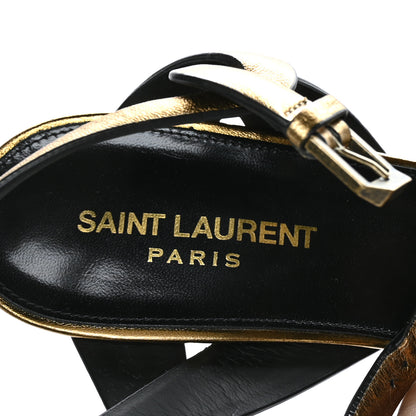 Saint Laurent Metallic Calfskin Tribute 105 Sandals 40 Dark Gold 6 of 7