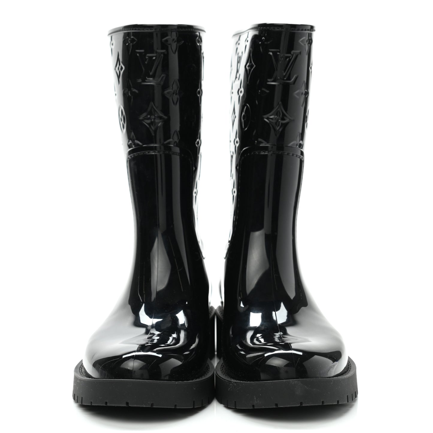 Rubber Embossed Monogram Drops Flat Half Boots 37 Black