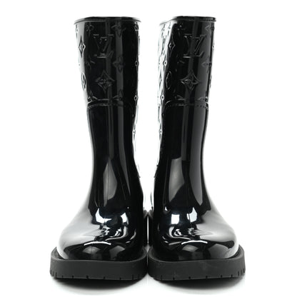Louis Vuitton Rubber Embossed Monogram Drops Flat Half Boots 37 Black 2 of 7