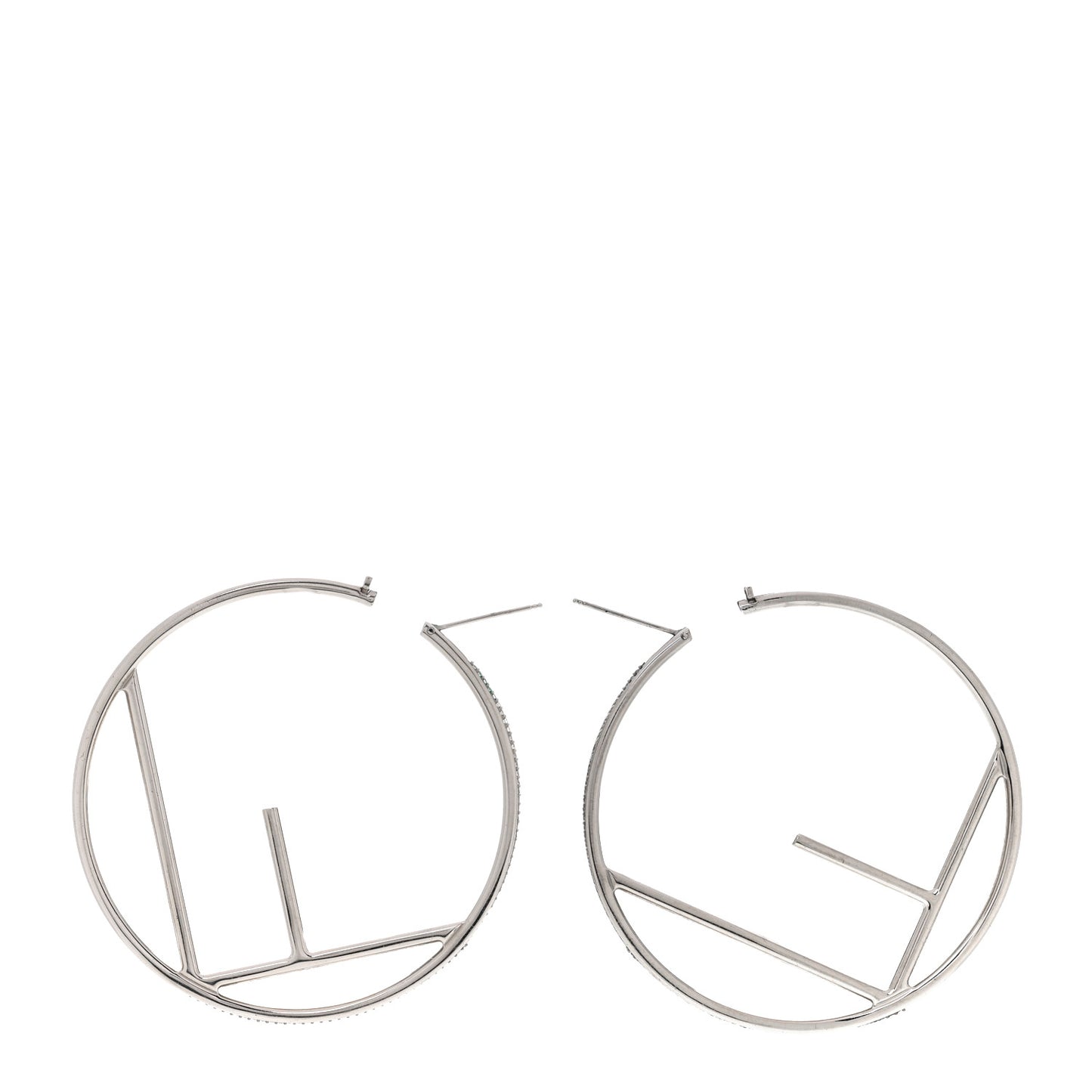 Metal Crystal Large F is Fendi Hoop Earrings Silver
