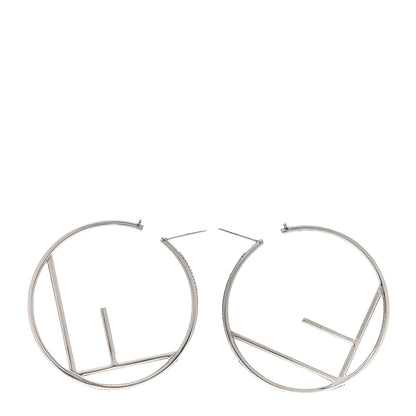 Fendi Metal Crystal Large F is Fendi Hoop Earrings Silver 3 of 4