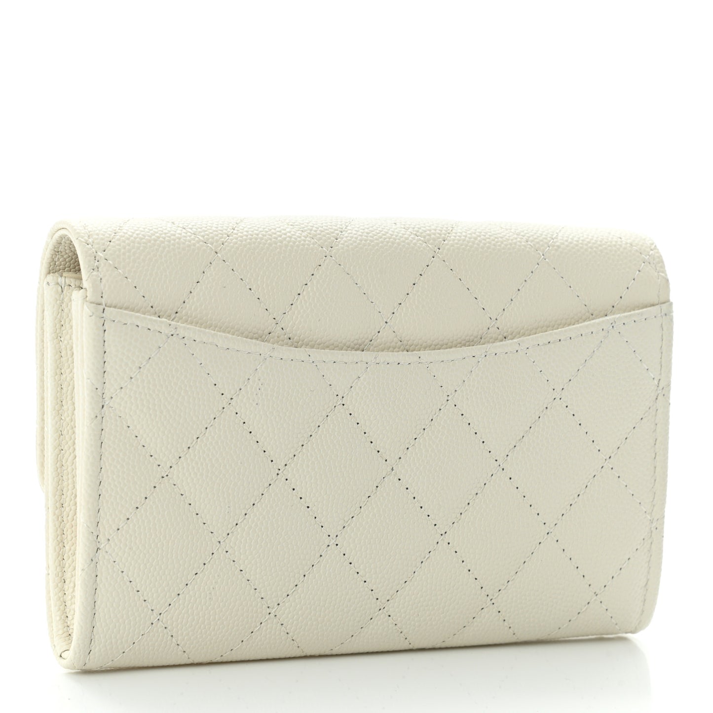 Caviar Quilted Medium Flap Wallet White