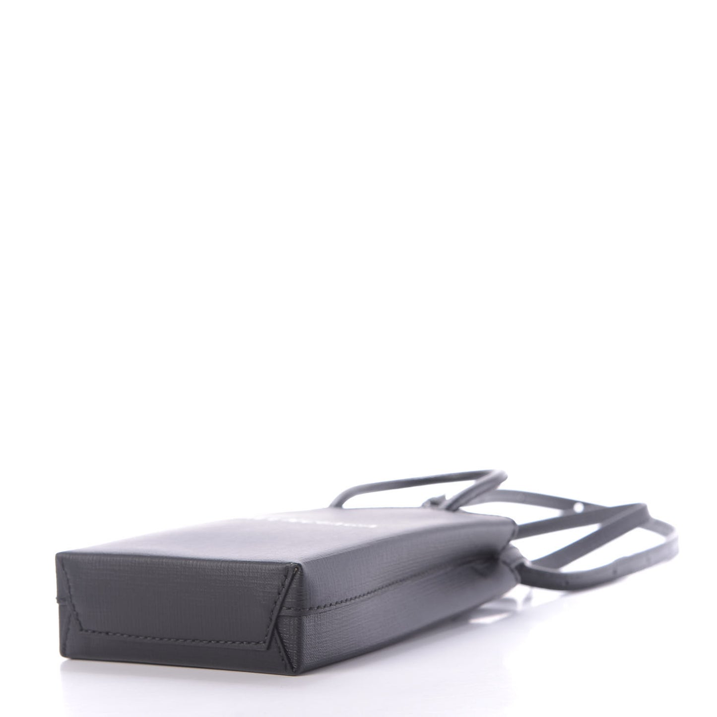Squared Calfskin Logo Shopping Phone Holder Bag Black