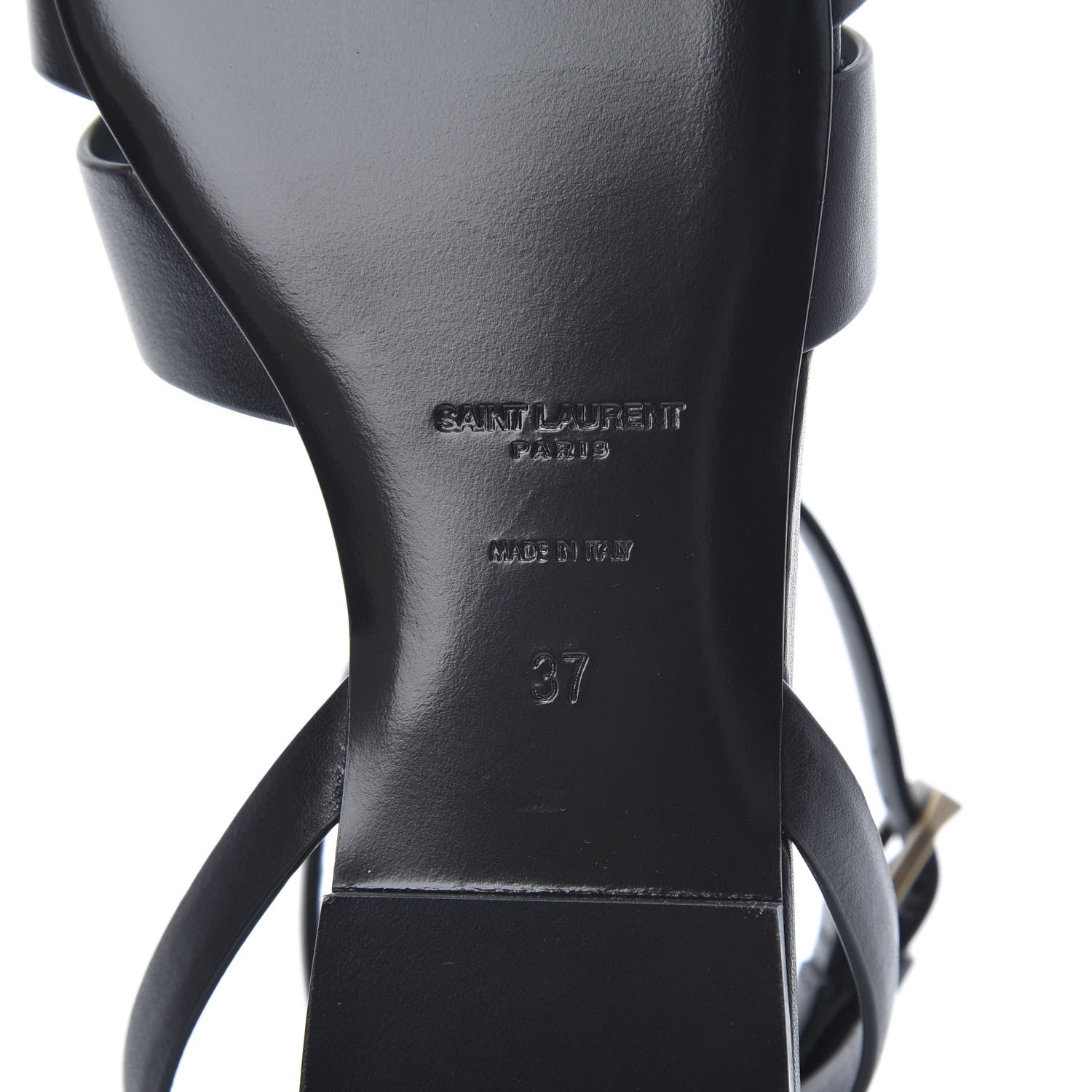 Saint Laurent Calfskin Tribute 05 Ankle Strap Sandals 37 Black 7 of 9