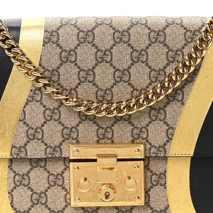 Gucci Calfskin GG Supreme Monogram Medium Padlock Shoulder Bag Black Gold 8 of 10
