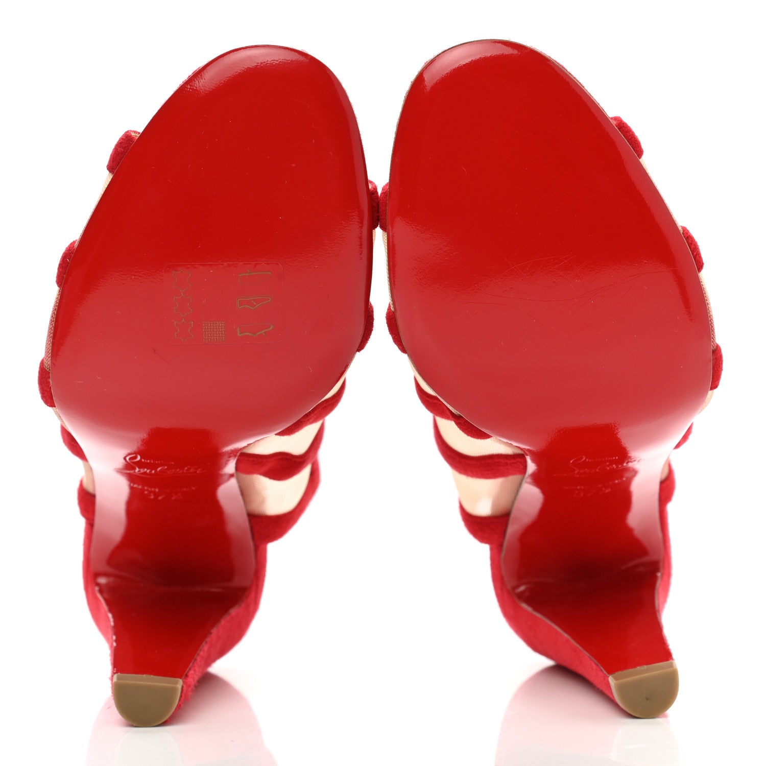Christian Louboutin Suede Mesh Nicobar Sandals 37.5 Red 5 of 7