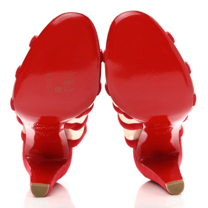 Christian Louboutin Suede Mesh Nicobar Sandals 37.5 Red 5 of 7