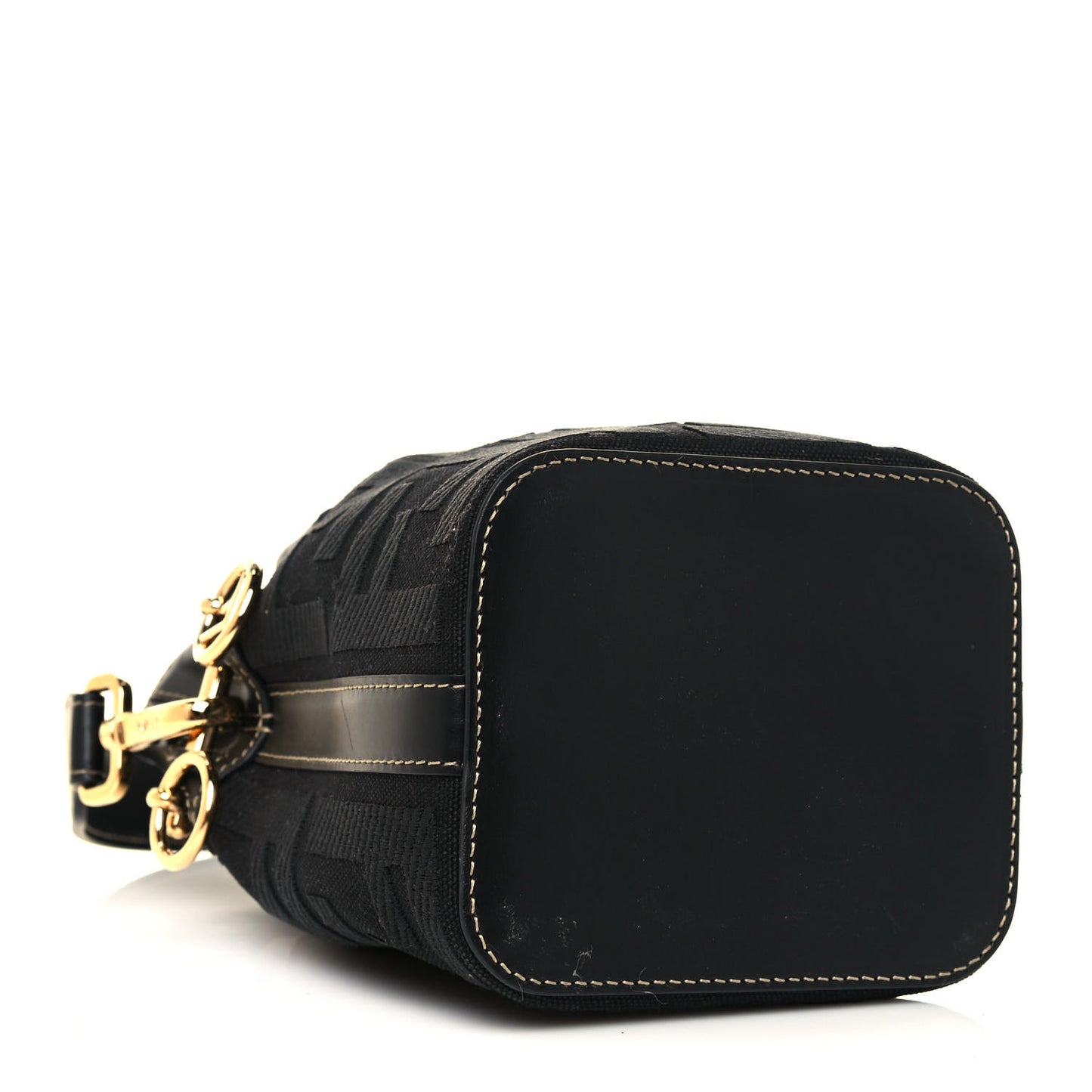 Canvas Vitello King F is Fendi FF Embroidered Mini Mon Tresor Bucket Bag Black