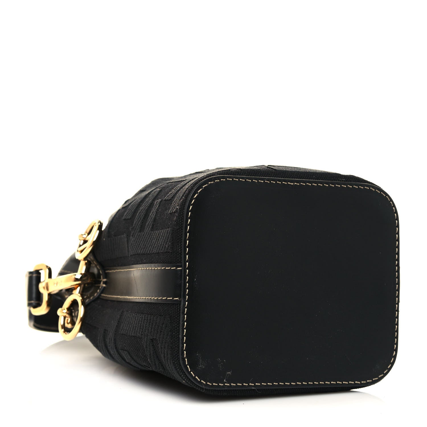Fendi Canvas Vitello King F is Fendi FF Embroidered Mini Mon Tresor Bucket Bag Black 4 of 12