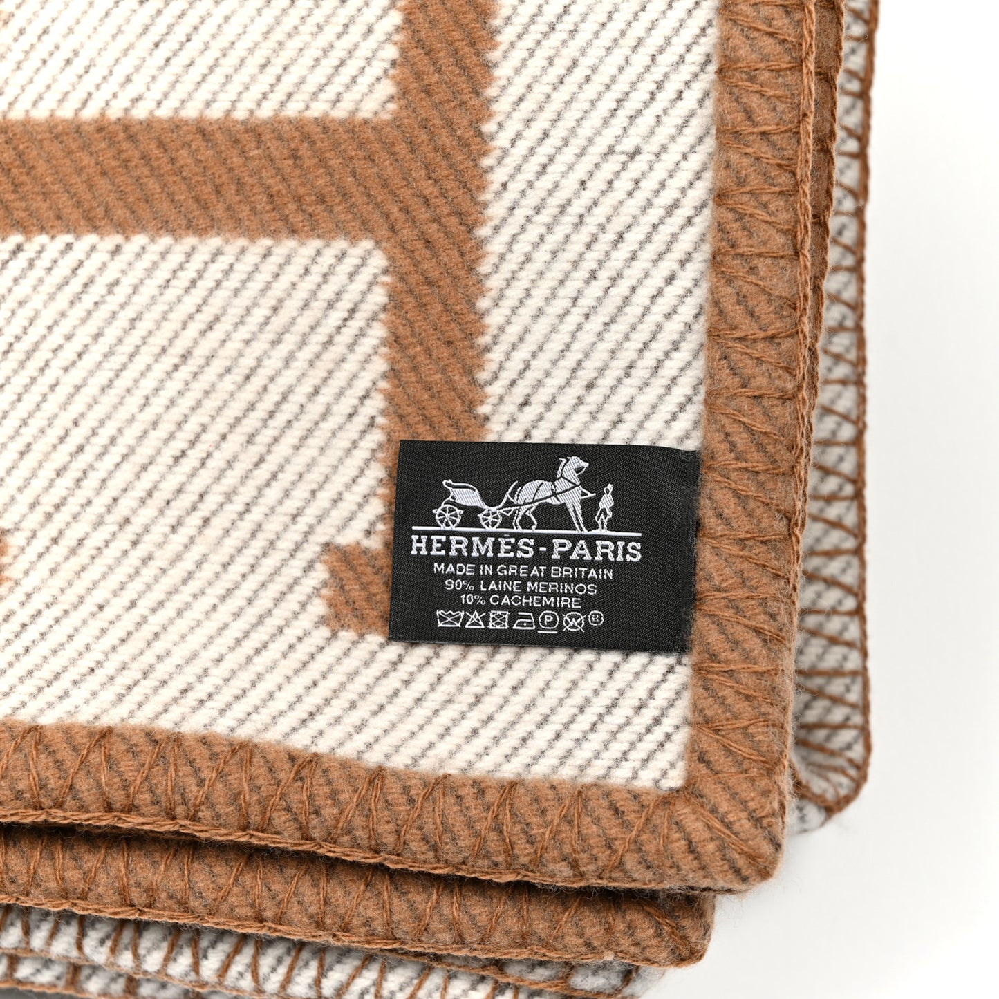 Wool Cashmere Avalon Blanket Ecru Camel