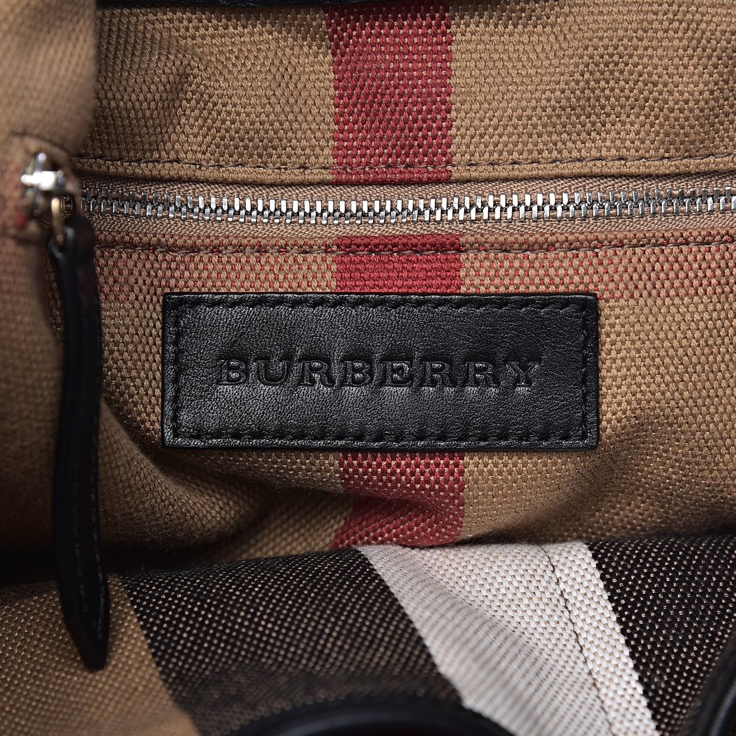 Burberry Grainy Calfskin House Check Small Maidstone Black 6 of 10