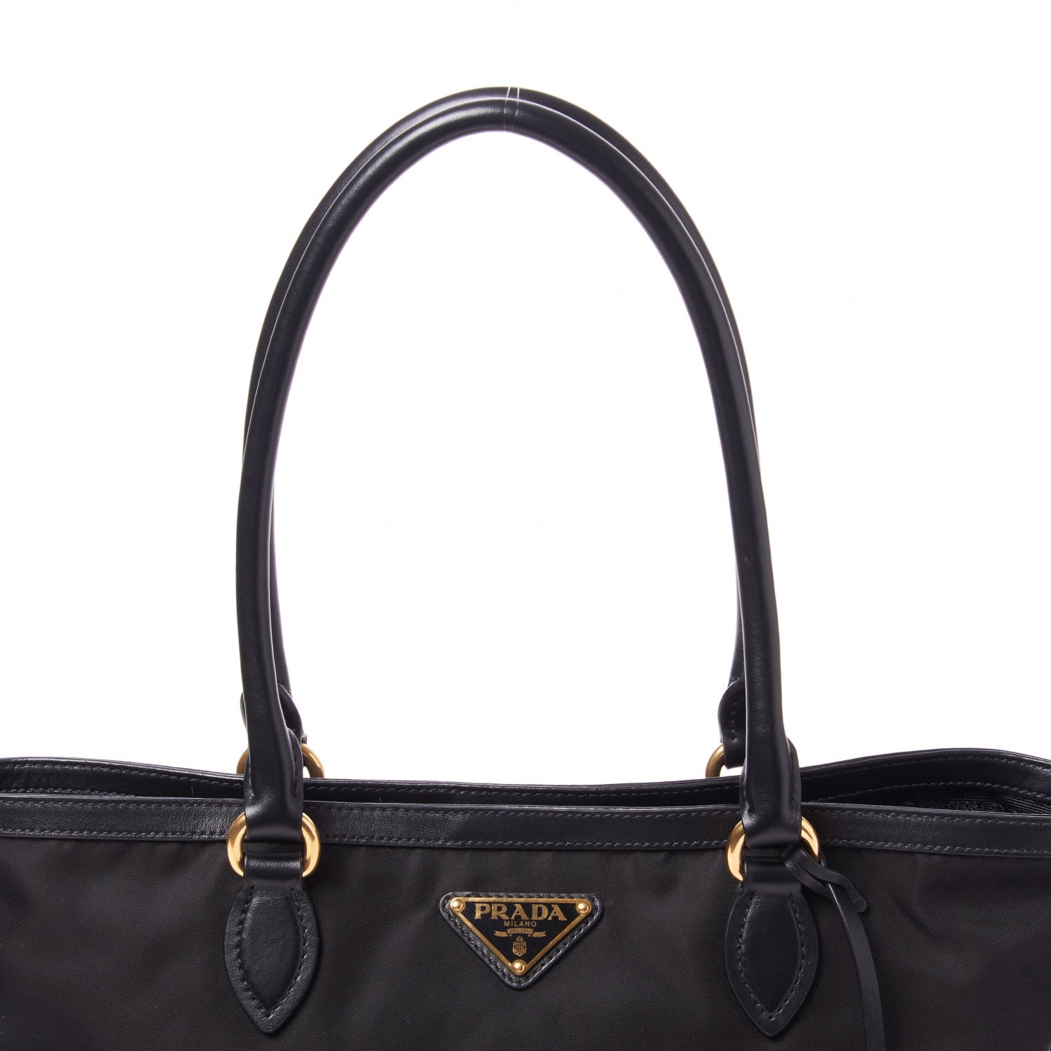 Prada Tessuto Nylon Soft Calf Shopping Tote Black 5 of 8
