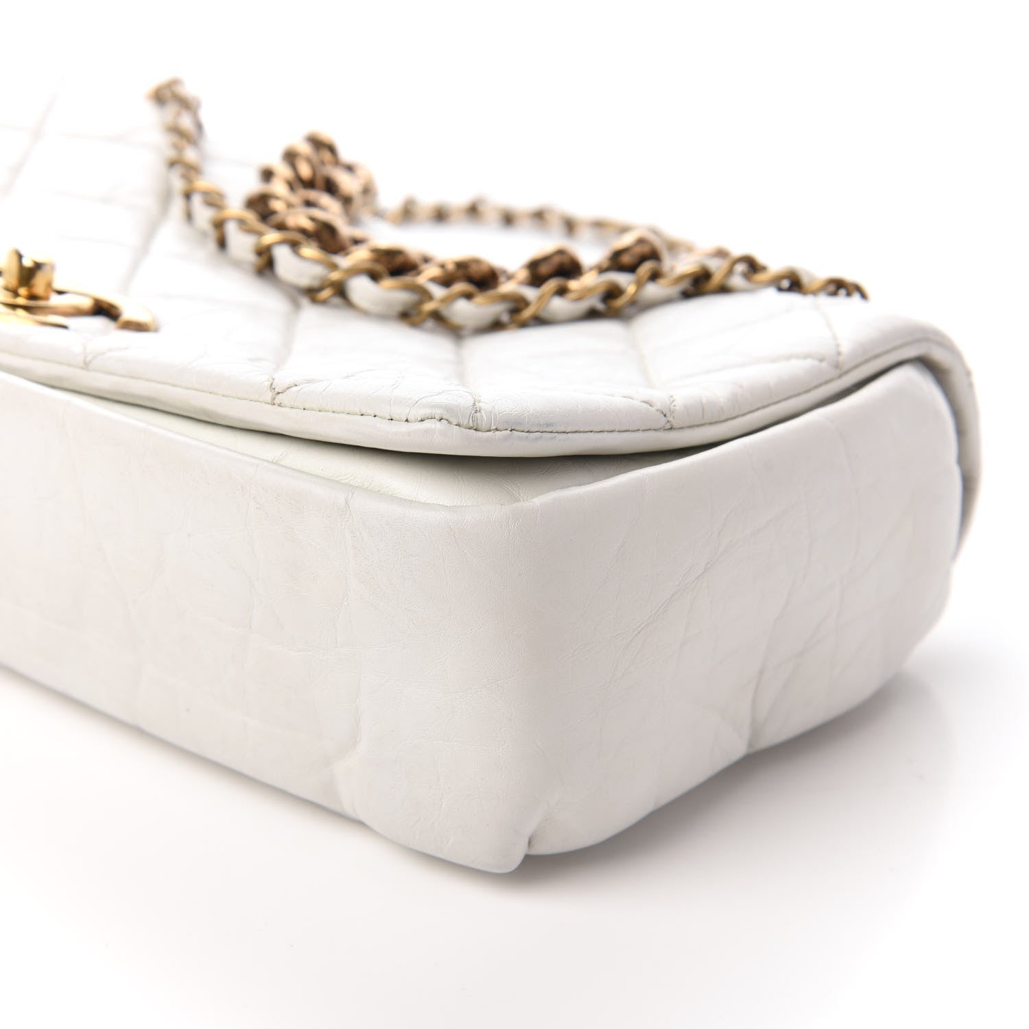 Chanel Aged Calfskin Quilted Small Pondichery Flap White 7 of 10
