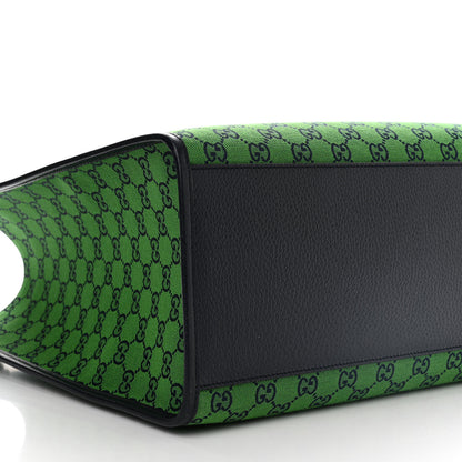 Gucci Monogram Textured Dollar Calfskin Medium Retro Interlocking G Tote Bag Blue Green 9 of 10