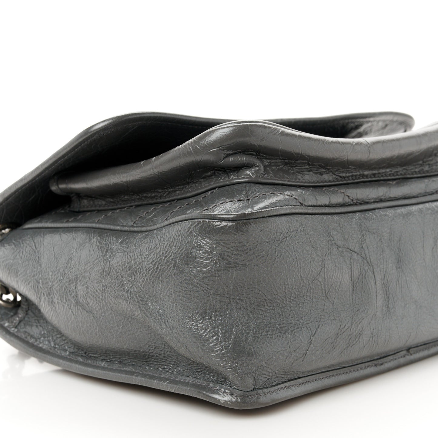 Crinkled Calfskin Matelasse Monogram Medium Niki Chain Satchel Storm